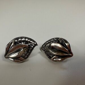 Vintage Denecraft Sterling Earrings Leaves Clip On